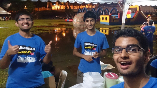 Luvesh, Riekesh and Ummeesh having a blast at Muhibah Walk 2015